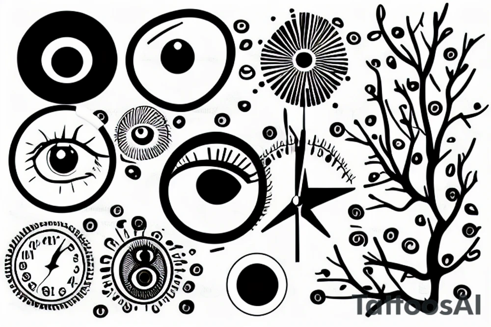 Clock, tree, eye tattoo idea