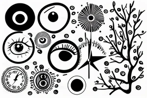 Clock, tree, eye tattoo idea