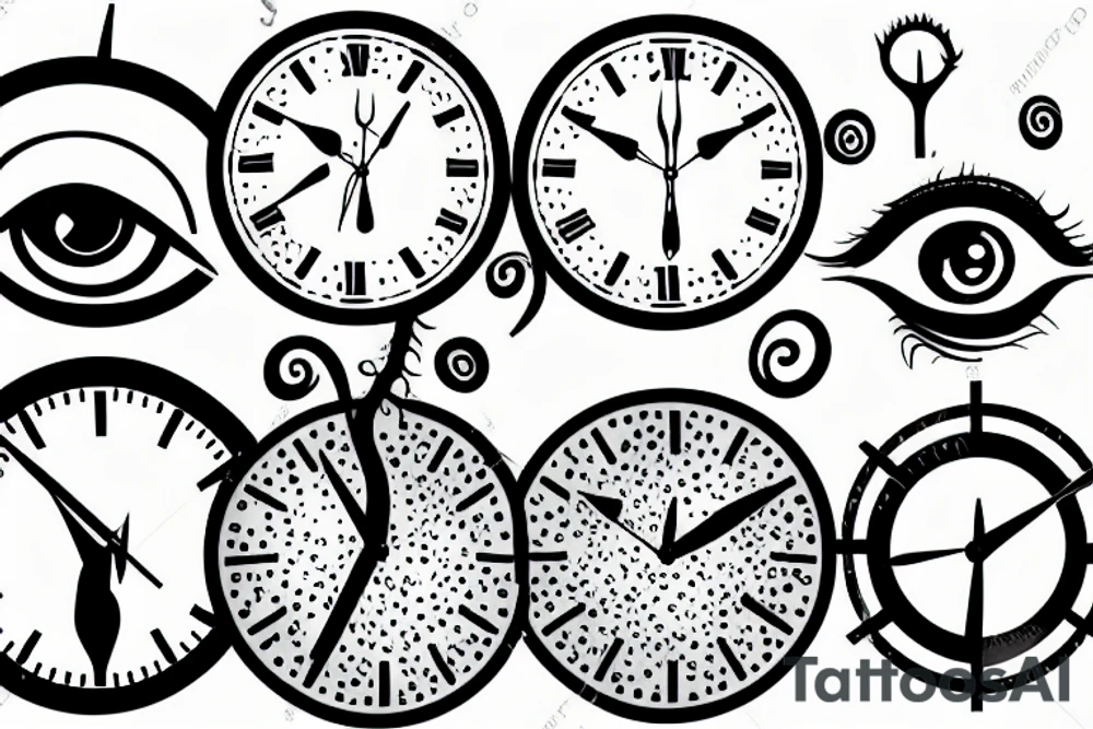 Clock, tree, eye tattoo idea