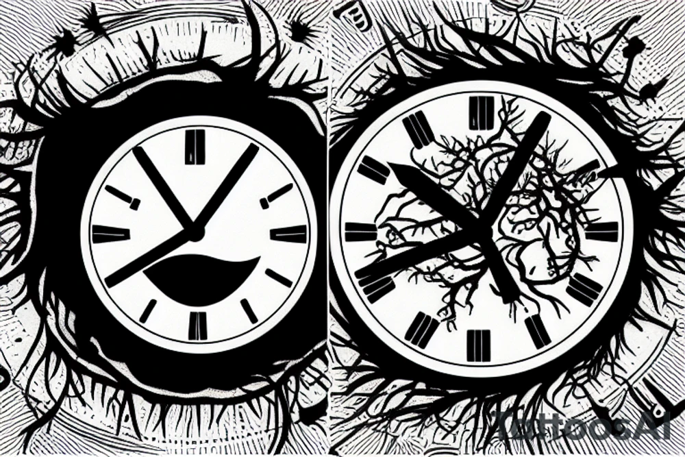 Clock, tree, eye tattoo idea