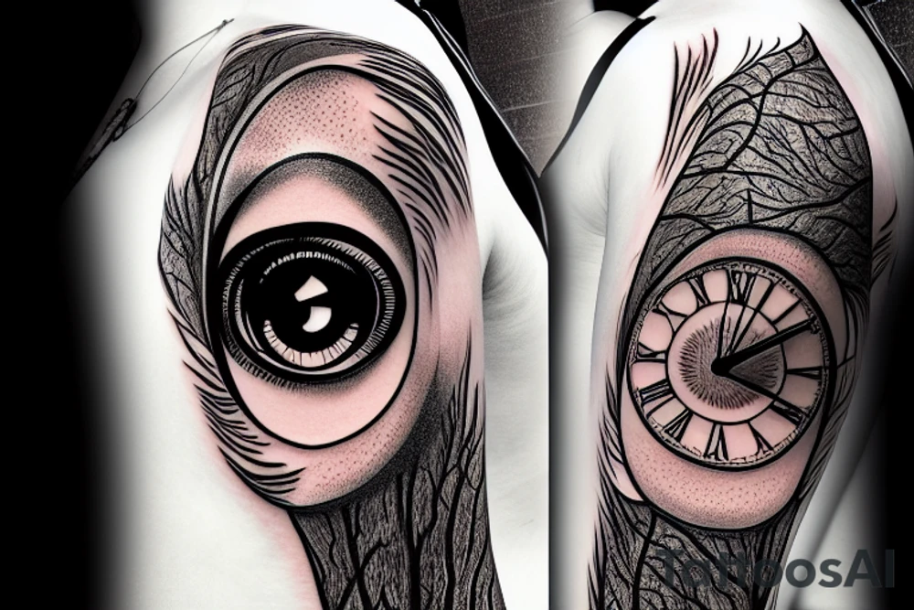 Clock, tree, eye tattoo idea
