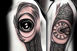 Clock, tree, eye tattoo idea