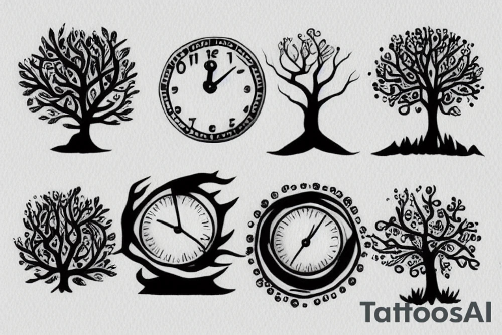 Clock, tree, eye tattoo idea