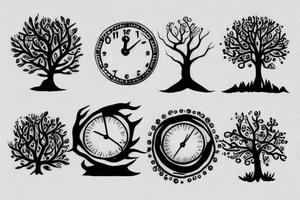 Clock, tree, eye tattoo idea
