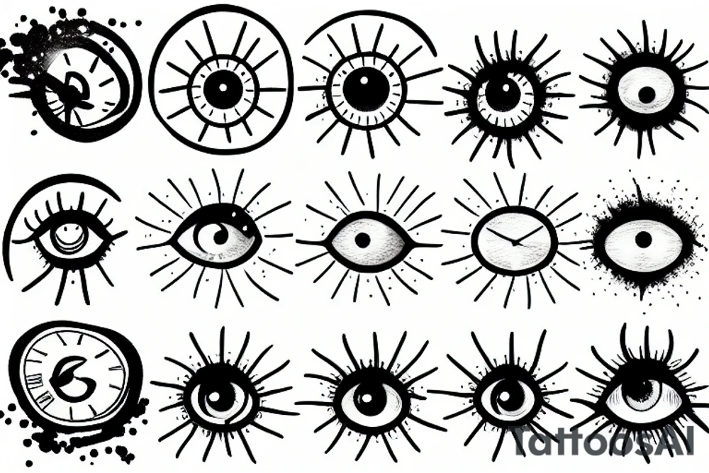 Clock, tree, eye tattoo idea