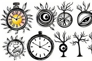 Clock, tree, eye tattoo idea