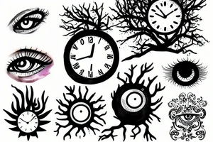 Clock, tree, eye tattoo idea