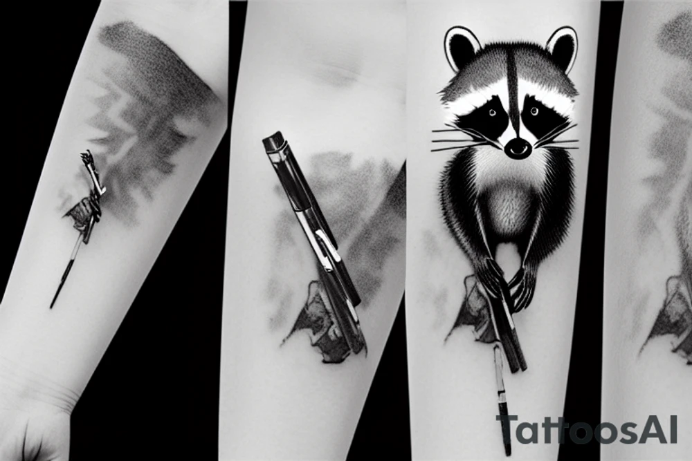 raccoon smoking a cigarette tattoo idea