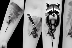 raccoon smoking a cigarette tattoo idea