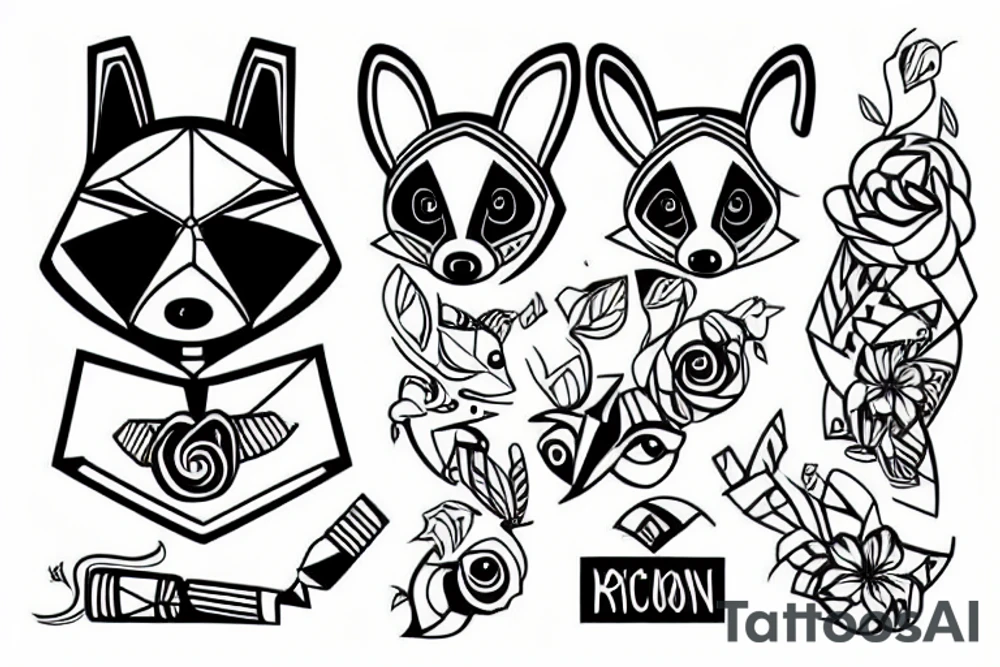 raccoon smoking a cigarette tattoo idea