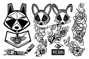 raccoon smoking a cigarette tattoo idea