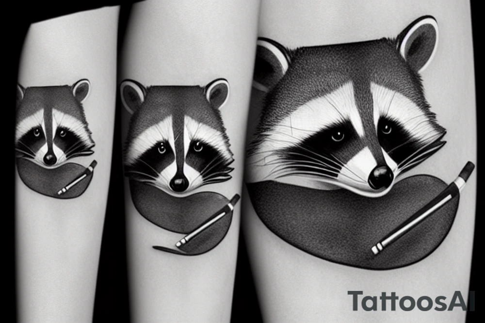 raccoon smoking a cigarette tattoo idea