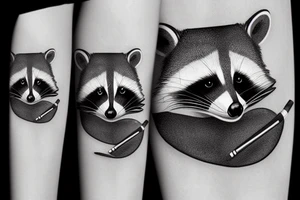 raccoon smoking a cigarette tattoo idea