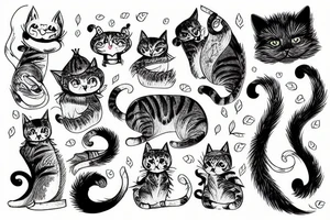 cat in fantasy forest tattoo idea