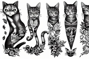 cat in fantasy forest tattoo idea