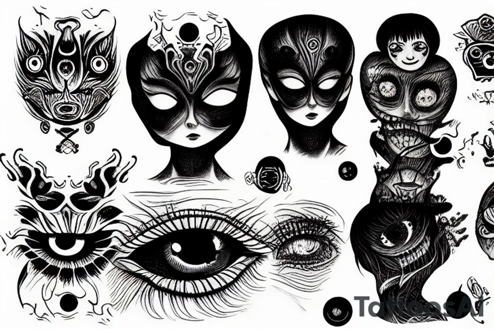 a cluster of eyes tattoo idea