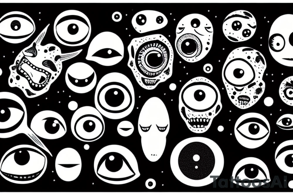 a cluster of horrifying eyes tattoo idea