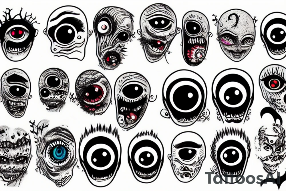 a cluster of horrifying eyes tattoo idea