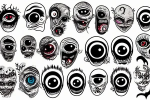 a cluster of horrifying eyes tattoo idea