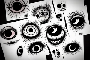 a cluster of horrifying eyes tattoo idea