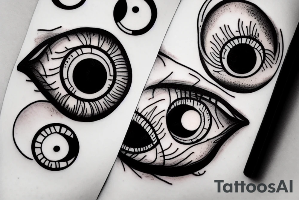 a cluster of horrifying eyes tattoo idea
