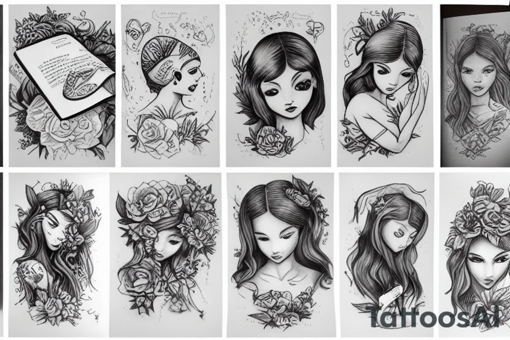 girl reading book tattoo idea