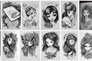 girl reading book tattoo idea