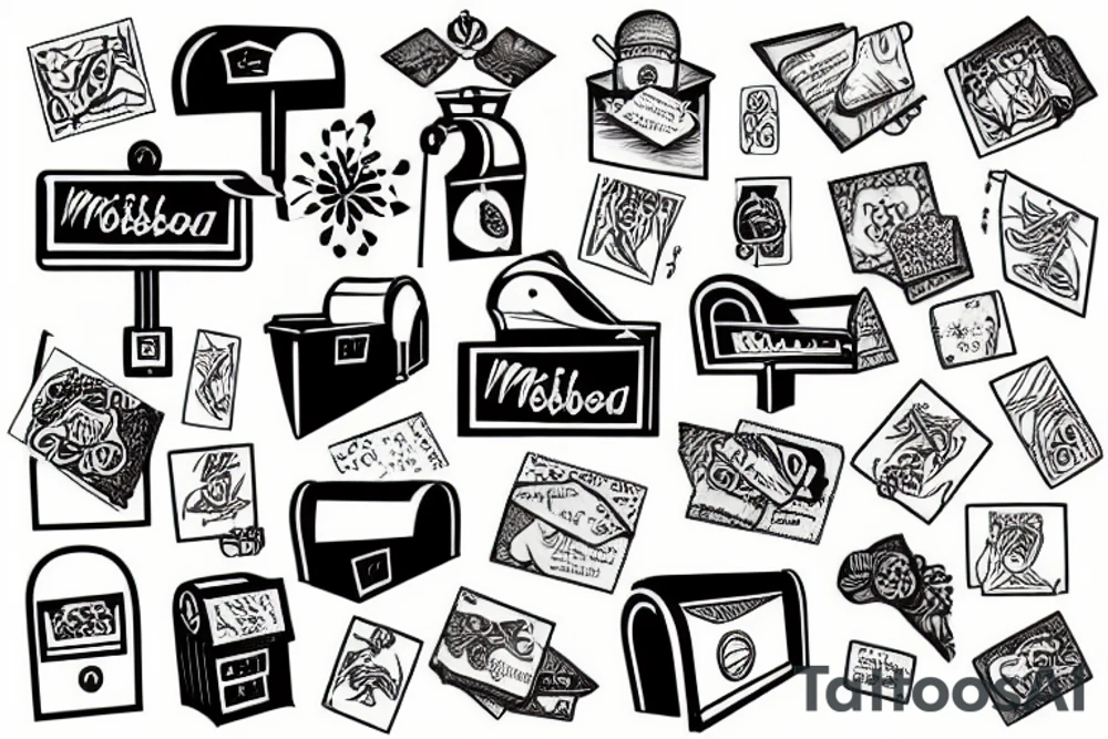 mailbox and postcards tattoo idea