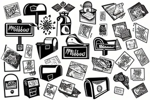 mailbox and postcards tattoo idea