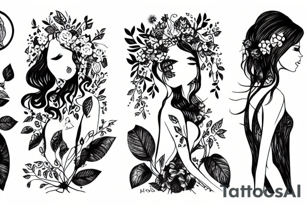 girl walking in forest tattoo idea
