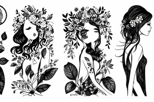 girl walking in forest tattoo idea
