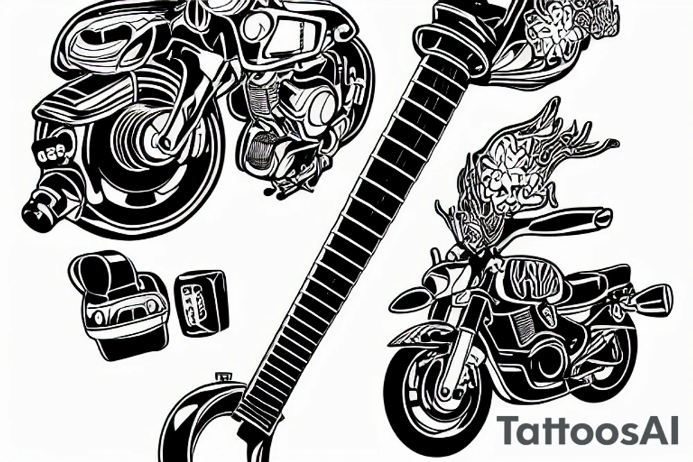 Honda motorcycle guitar microphon tattoo idea Honda motorcycle guitar microphon tattoo idea