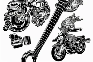 Honda motorcycle guitar microphon tattoo idea