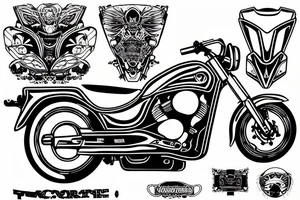 Honda motorcycle guitar microphon tattoo idea