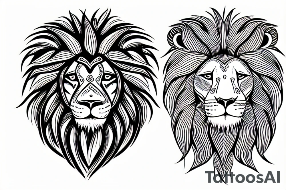 Lion with Woman tattoo idea