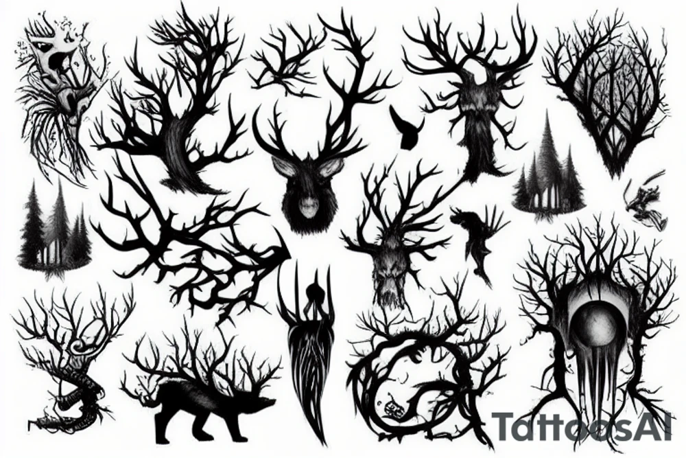 fantasy forest tattoo idea