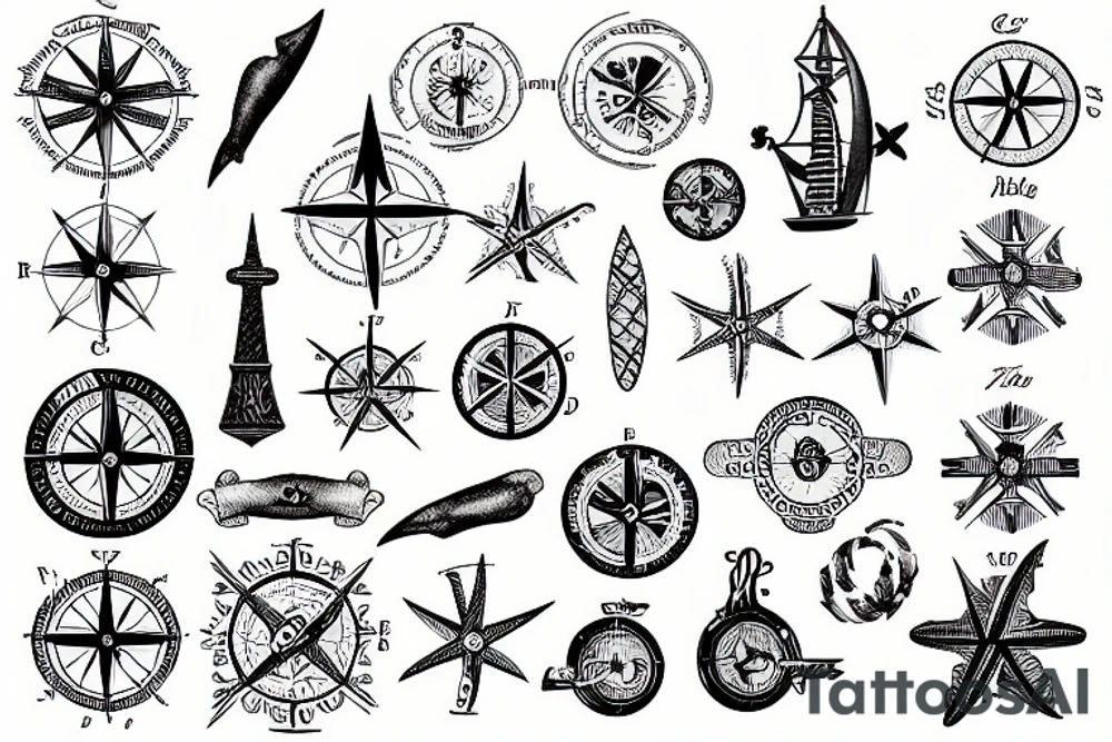 Nautical Map of french polynesia with compass tattoo idea Nautical Map of french polynesia with compass tattoo idea