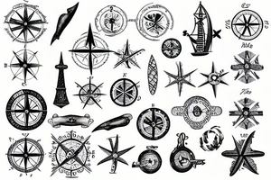 Nautical Map of french polynesia with compass tattoo idea