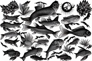 Carp fisjing nature tent tattoo idea