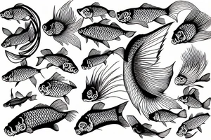 Carp fisjing nature tent tattoo idea