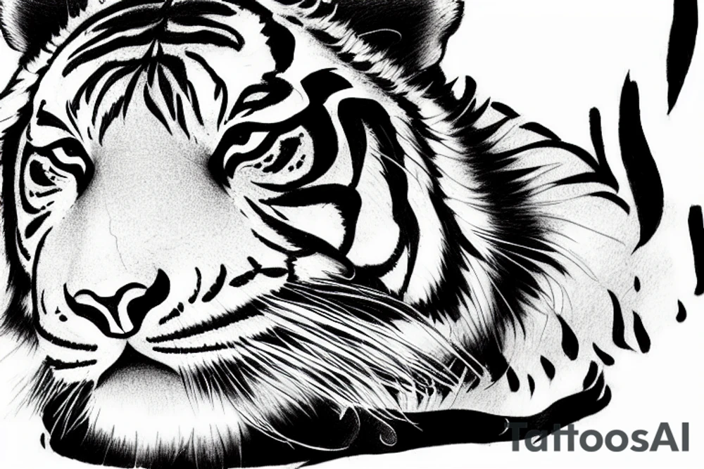 Chinese tiger walking down the mountain tattoo idea