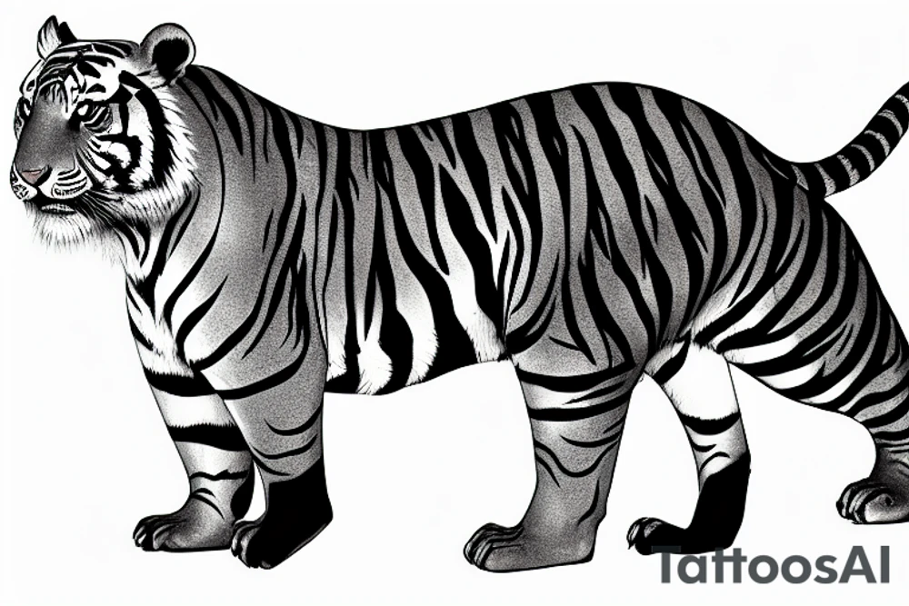 Chinese tiger walking down the mountain tattoo idea
