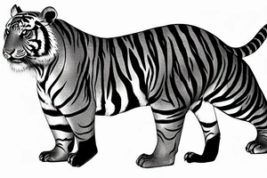 Chinese tiger walking down the mountain tattoo idea