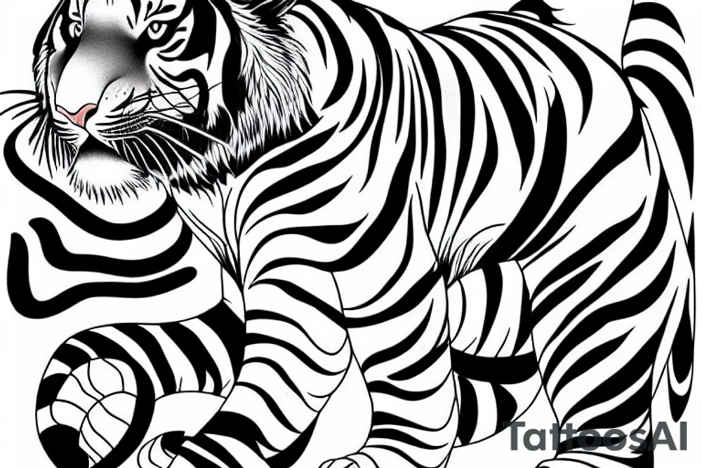 a japanese style tiger walking down tattoo idea a japanese style tiger walking down tattoo idea