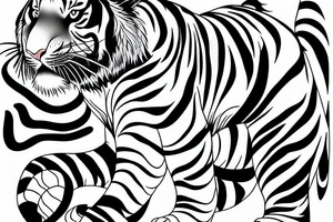 a japanese style tiger walking down tattoo idea