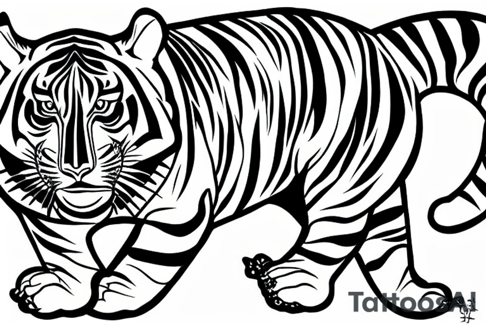 a japanese style tiger walking down tattoo idea a japanese style tiger walking down tattoo idea