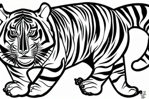 a japanese style tiger walking down tattoo idea