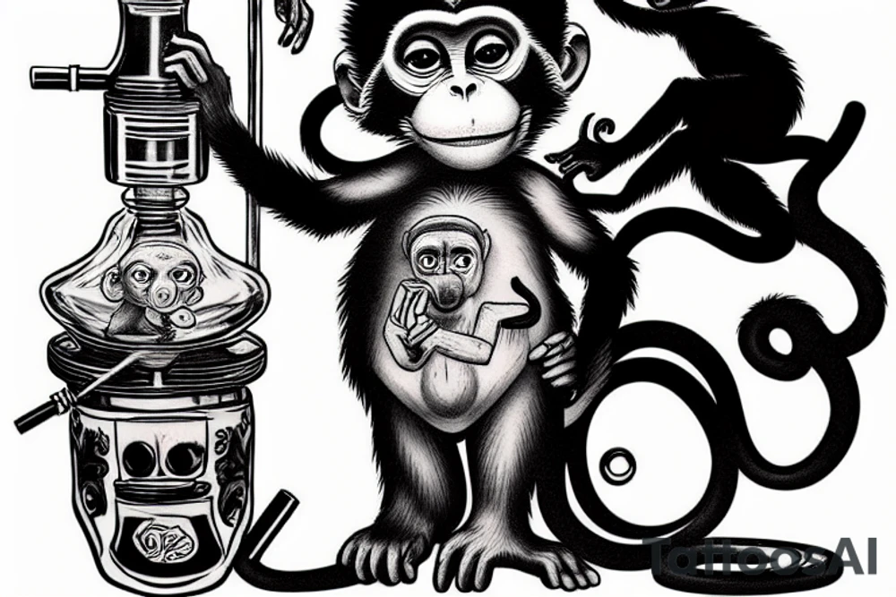 monkey smoking a bong tattoo idea