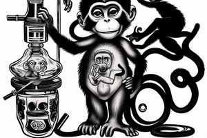 monkey smoking a bong tattoo idea