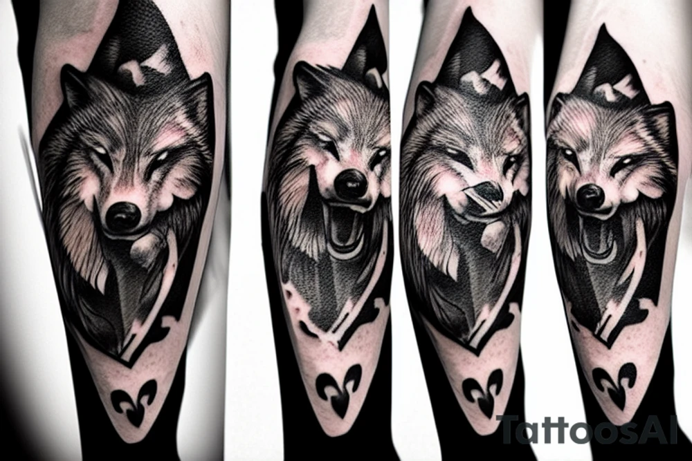 wolf paw on fire tattoo idea
